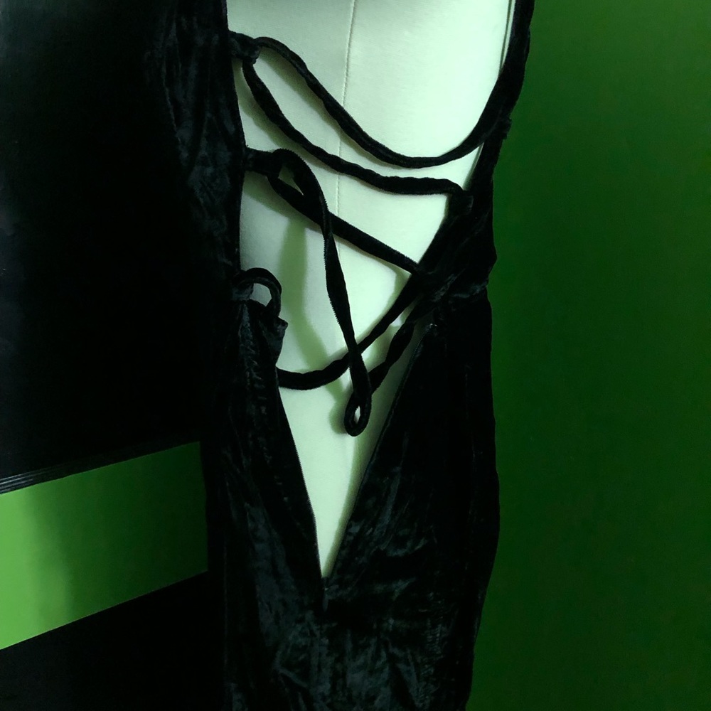 Free people black velvet lace up jumpsuit - Picture 10 of 12